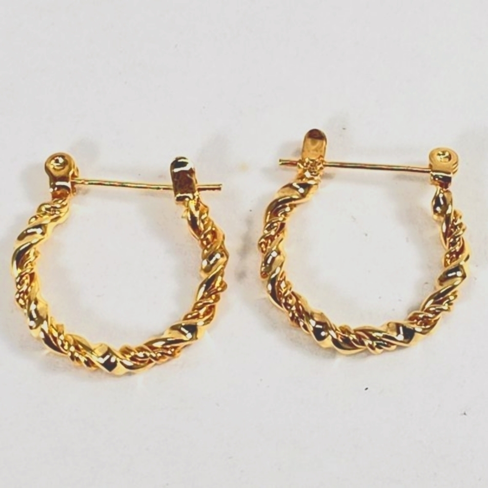 Women's Stunning Gold tone Twisted wire Design Hoop Earrings, #01